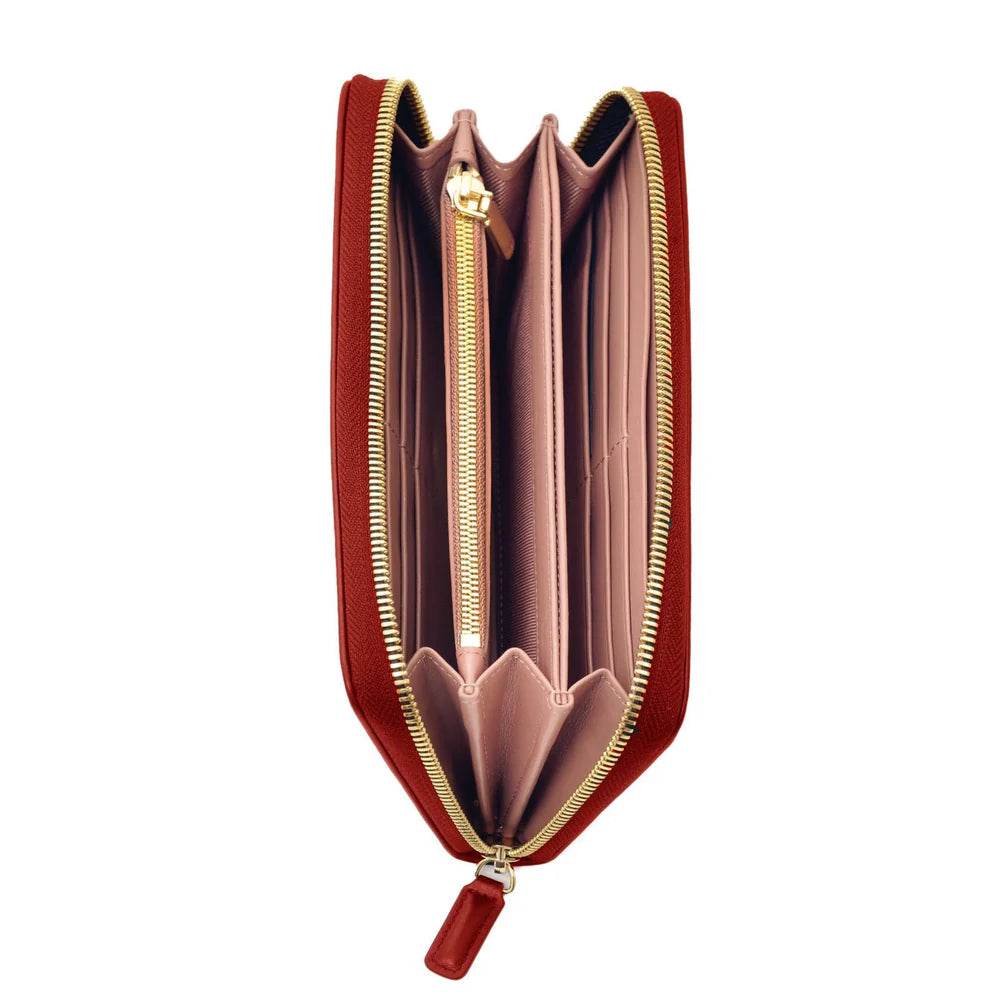 Portafogli a due comparti in pelle con zip Spalding & Bros (disponibile in due varianti)