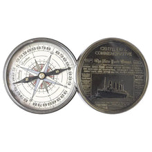 Carica l'immagine nel visualizzatore di Gallery, Bussola in ottone brunito con coperchio a vite "Titanic" Stanley London