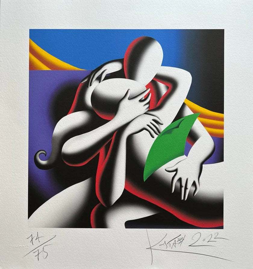 Grafica di Mark Kostabi:"Trascending the material"