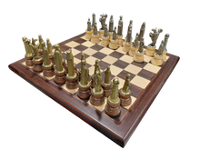 Carica l'immagine nel visualizzatore di Gallery, Scacchiera con scacchi in legno e metallo "Medievale"