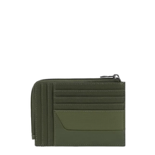 Carica l'immagine nel visualizzatore di Gallery, Bustina portamonete, documenti e carte di credito in tessuto e e pelle Wollem Piquadro verde