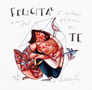 Grafica di Federica Porro "Felicità è una casa piena di te"