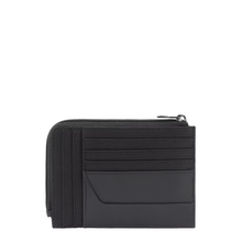Carica l'immagine nel visualizzatore di Gallery, Bustina portamonete, documenti e carte di credito in tessuto e e pelle Wollem Piquadro nero