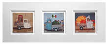 Carica l'immagine nel visualizzatore di Gallery, Grafica incorniciata trittico di Lisandro Rota "Un ape di ricordi; Italian Cocomeri; Nuove prospettive per il mercato dell'energia pulita"