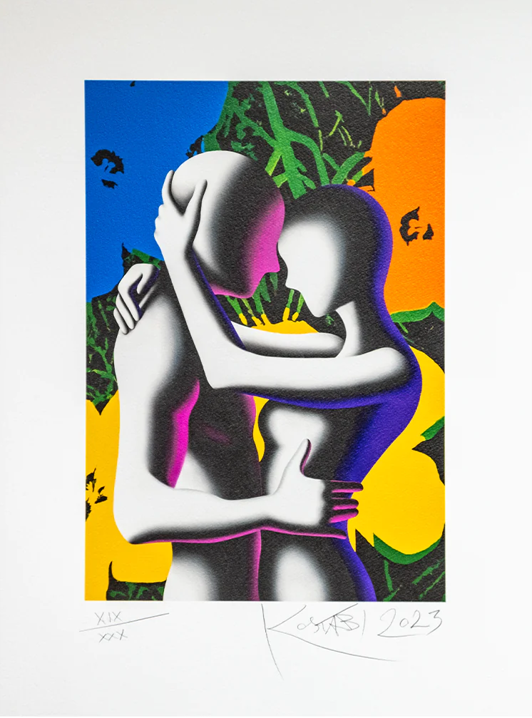 Grafica incorniciata di Mark Kostabi:"Love in Bloom"