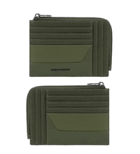 Carica l'immagine nel visualizzatore di Gallery, Bustina portamonete, documenti e carte di credito in tessuto e e pelle Wollem Piquadro verde