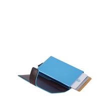 Carica l'immagine nel visualizzatore di Gallery, Porta carte di credito in pelle e metallo con RFID Bluesquare mogano