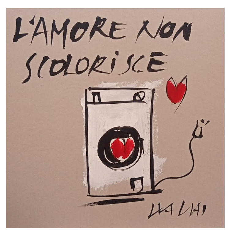 Opera unica tecnica mista di Wallas: "L'amore non scolorisce"