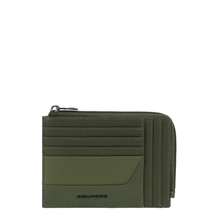 Carica l'immagine nel visualizzatore di Gallery, Bustina portamonete, documenti e carte di credito in tessuto e e pelle Wollem Piquadro verde