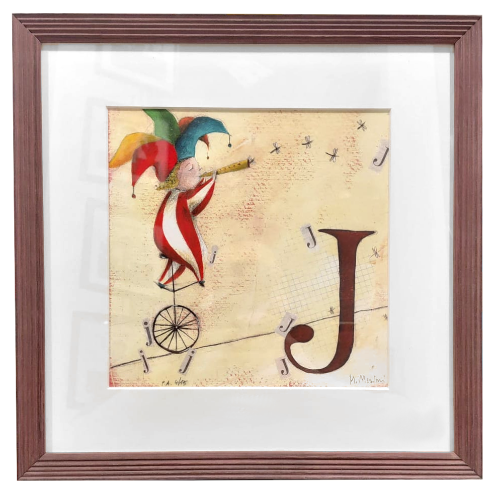 Grafica incorniciata di Muriel Mesini "Abecedario J"