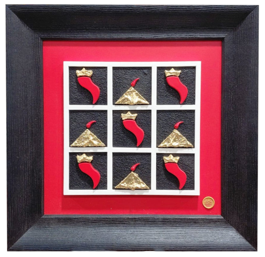 Quadro scultoreo in pietra con cornice in legno "Partenope tris" Alleria