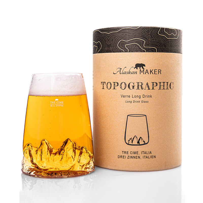Bicchiere da long drink o birra "Topographic: Tre Cime di Lavaredo"