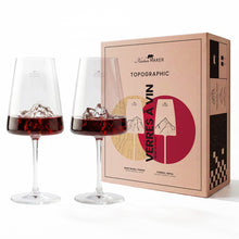 Carica l'immagine nel visualizzatore di Gallery, Set due calici da vino"Topographic: Everest e Mont Blanc"