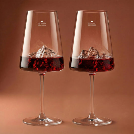 Set due calici da vino"Topographic: Everest e Mont Blanc"