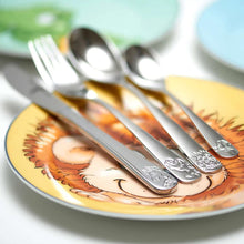 Carica l'immagine nel visualizzatore di Gallery, Set 4 posate bimbo “Happy Zoo” in acciaio inox