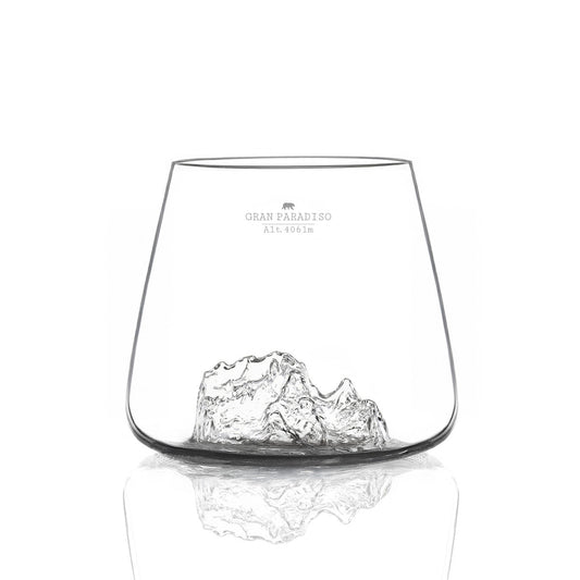 Set due bicchieri da whisky "Topographic: Sassolungo e Gran Paradiso"