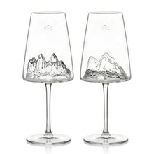 Carica l'immagine nel visualizzatore di Gallery, Set due calici da vino "Topographic: Tofane e Tre Cime di Lavaredo"