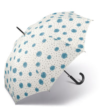 Carica l'immagine nel visualizzatore di Gallery, Ombrello lungo "Long Aqua Dots" Happy Rain bianco e celeste