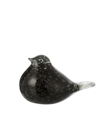 Scultura in vetro nero "Uccellino" nero screziato