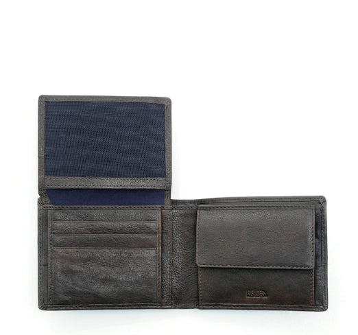 Portafogli da uomo in pelle con portaspicci, volantino e RFID "Oregon" A. G. Spalding & Bro testa di moro