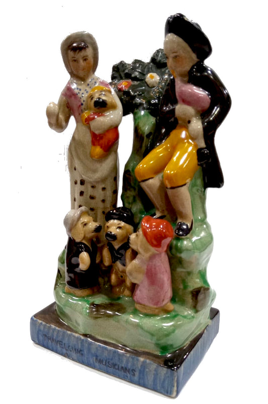 Statua in ceramica smaltata Jotdan Tout Court "Travelling Musicians"