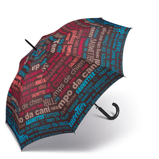 Ombrello lungo "Long Slogan" Happy Rain marrone