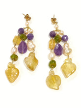 Carica l'immagine nel visualizzatore di Gallery, Orecchini pendenti chandelier in pietre naturali multicolore "Conforti Gioielli"