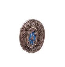 Carica l'immagine nel visualizzatore di Gallery, Anello in argento lavorato e agata azzurra