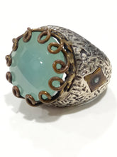 Carica l'immagine nel visualizzatore di Gallery, Anello a fascione in argento con acquamarina