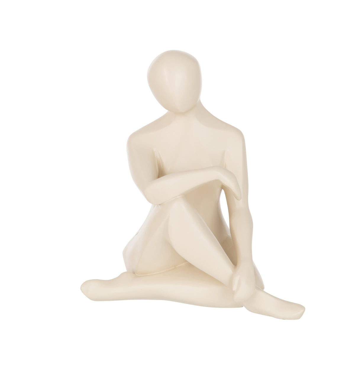 Scultura in resina chiara "Figura seduta"