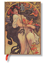 Carica l'immagine nel visualizzatore di Gallery, Quaderno Mini a righe a con copertina rigida ed elastico "Mucha - Foglie D'autunno" Paperblanks