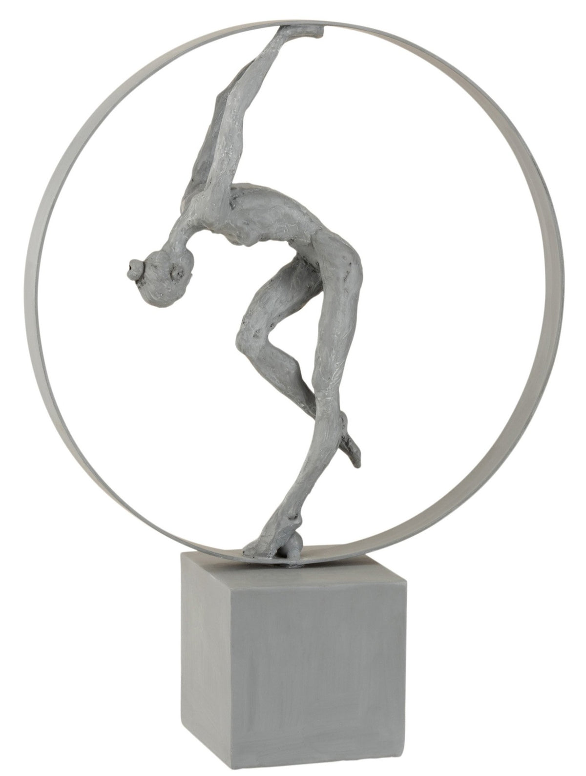 Scultura in resina "Atleta nel cerchio" donna