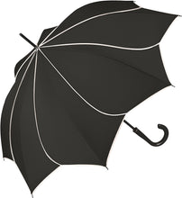 Carica l'immagine nel visualizzatore di Gallery, Ombrello lungo con apertura automatica "Easymatic: Sunflower" Pierre Cardin nero con bordo bianco