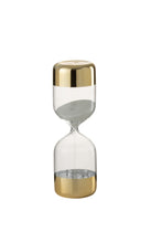 Carica l'immagine nel visualizzatore di Gallery, Clessidra cilindrica con rifinitura dorata piccola