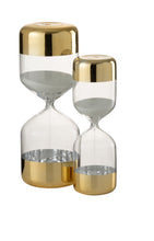 Carica l'immagine nel visualizzatore di Gallery, Clessidra cilindrica con rifinitura dorata (disponibile in due dimensioni)