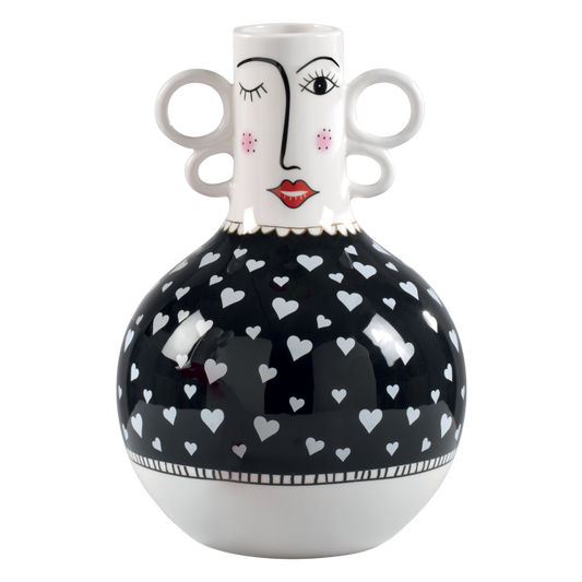 Vaso ad anfora portafiori in ceramica "Donna sorridente"