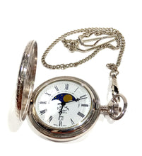 Carica l'immagine nel visualizzatore di Gallery, Orologio da tasca a doppia cassa In metallo con fasi lunari