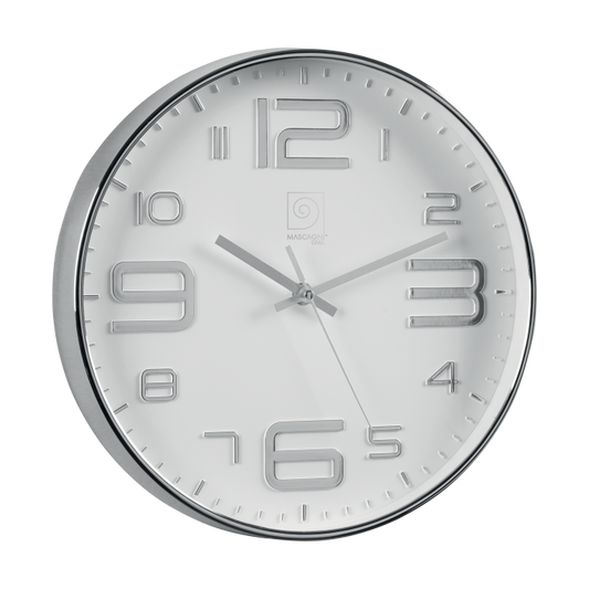Orologio da parete tondo in polipropilene metallizzato (disponibile in due varianti)