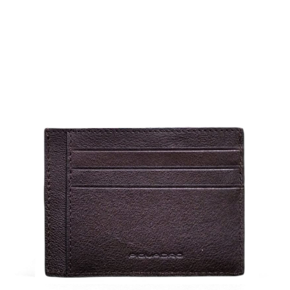 Bustina porta carte di credito in pelle Blacksquare Piquadro testa di moro