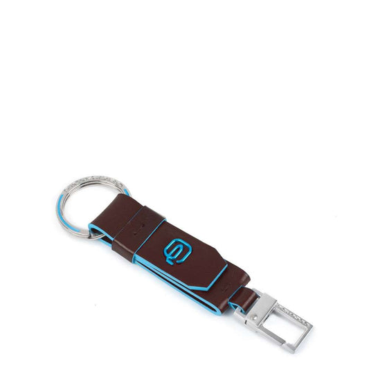 Portachiavi in pelle con moschettone e anello Bluesquare Piquadro mogano