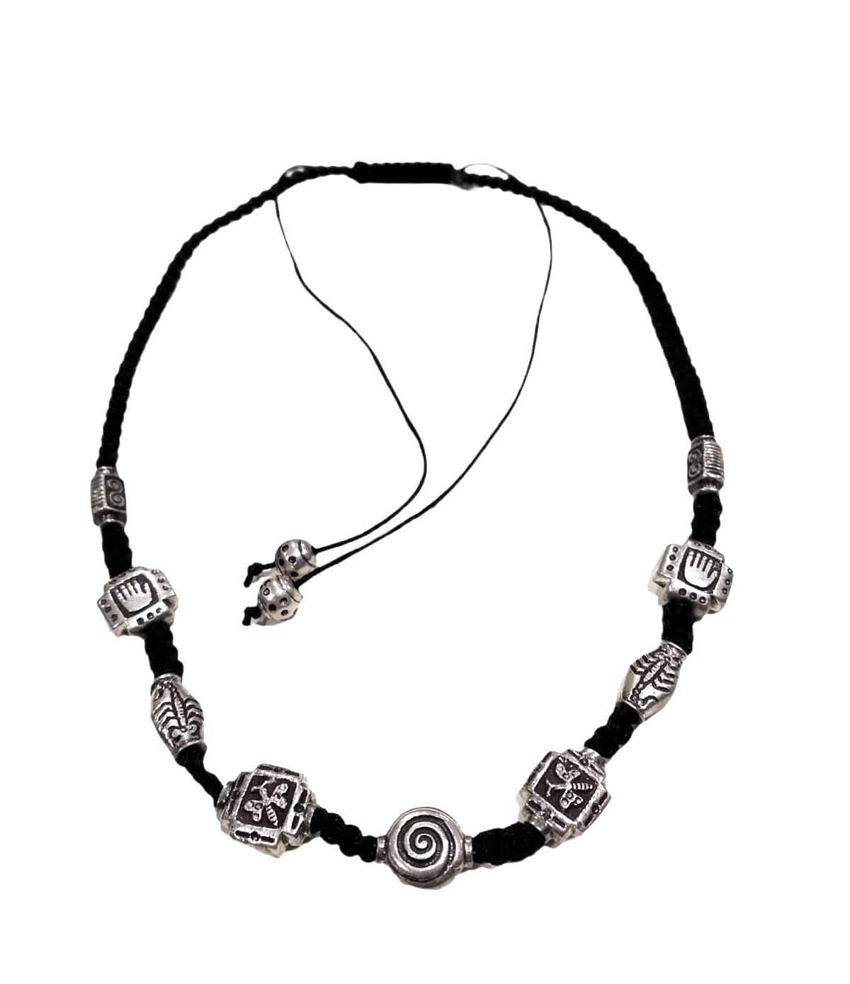 Collana regolabile con elementi in argento spirale