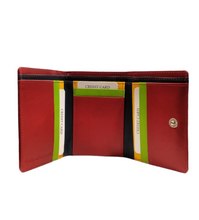 Carica l'immagine nel visualizzatore di Gallery, Portafogli da donna piccolo in pelle con portaspicci "Colorful" Beverly Hills Polo Club rosso