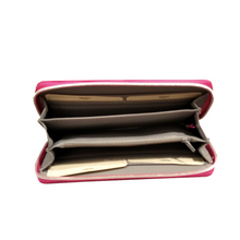 Carica l'immagine nel visualizzatore di Gallery, Portafogli donna in pelle a soffietto con zip InTempo fuxia