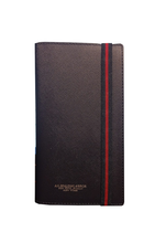 Carica l'immagine nel visualizzatore di Gallery, Agenda settimanale orizzontale pocket refillabile 2023 con copertina in pelle saffiano 17x9 "New Regimental" A.G. Spalding & Bros blu