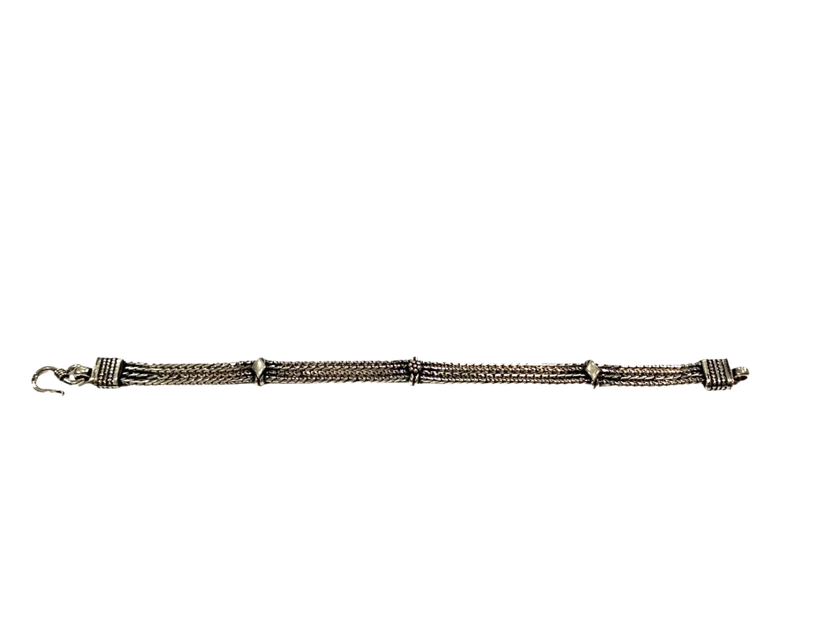 Bracciale in argento a quattro fili coda di topo