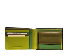 Carica l'immagine nel visualizzatore di Gallery, Portafogli in pelle con portabadge e portaspicci Carraro verde