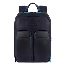 Carica l'immagine nel visualizzatore di Gallery, Zaino in pelle portacomputer 13" Revamp Bluesquare Piquadro blu