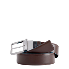 Carica l'immagine nel visualizzatore di Gallery, Cintura double face in pelle Blue Square Piquadro nero mogano