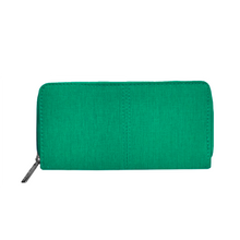 Carica l'immagine nel visualizzatore di Gallery, Portafogli donna in pelle a soffietto con zip InTempo verde acqua