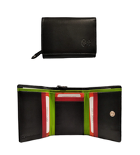 Carica l'immagine nel visualizzatore di Gallery, Portafogli da donna piccolo in pelle con portaspicci "Colorful" Beverly Hills Polo Club nero